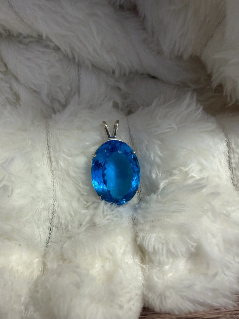 Blue Topaz Large Natural Mined Pendant 925